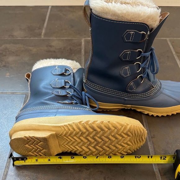 Sorel Vintage Manitou Blue Leather Winter Rain Snow Boots Wool Lined Size 8-8.5 - Picture 5 of 14